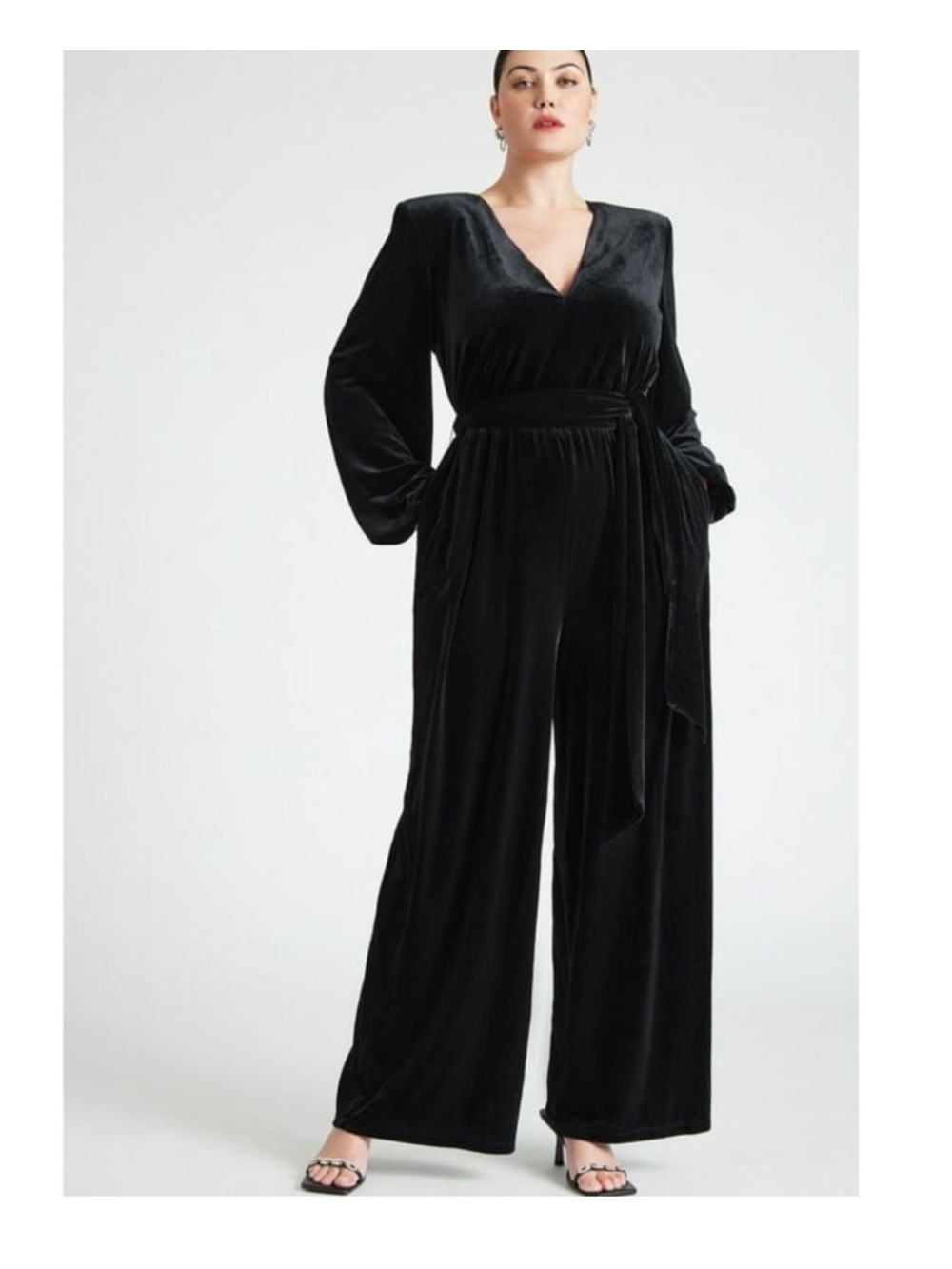 NWT Eloquii Black Velvet Wide Leg Jumpsuit Plus Size 20